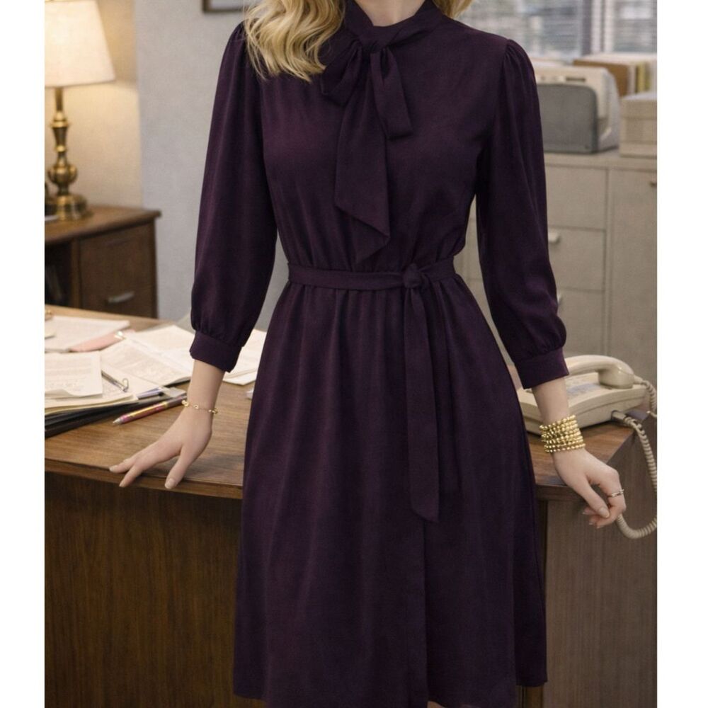 Sheer purple all the 80s vintage dress. Size 12